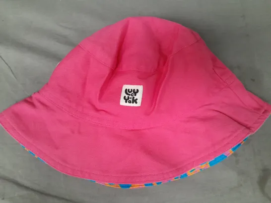 LUCY & YAK REVERSIBLE BUCKET HAT IN PINK/MULTI