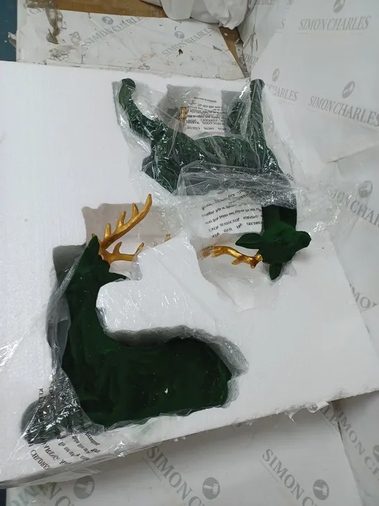 BOXED ALISON CORK SET OF 2 VELVET HENRY STAGS