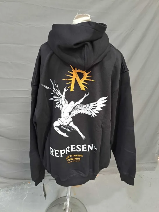 REPRESENT ICARUS HOODIE IN JET BLACK SIZE L