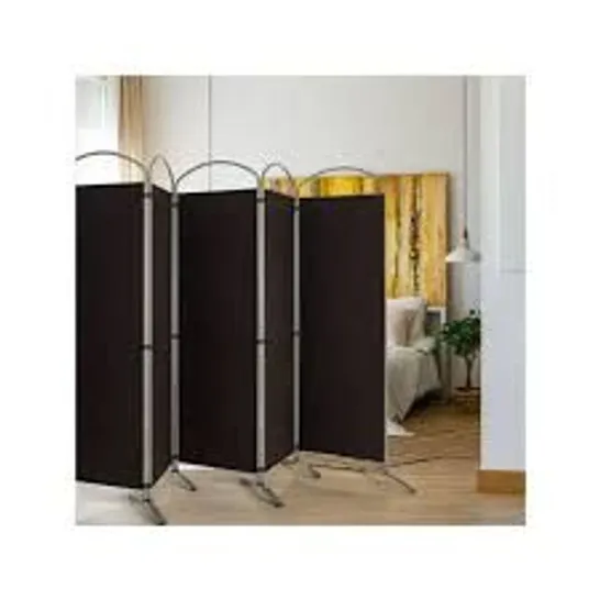 BOXED COSTWAY 6-PANEL ROOM DIVIDER 188cm FOLDING PRIVACY SCREEN PORTABLE FREESTANDING DIVIDER - COFFEE