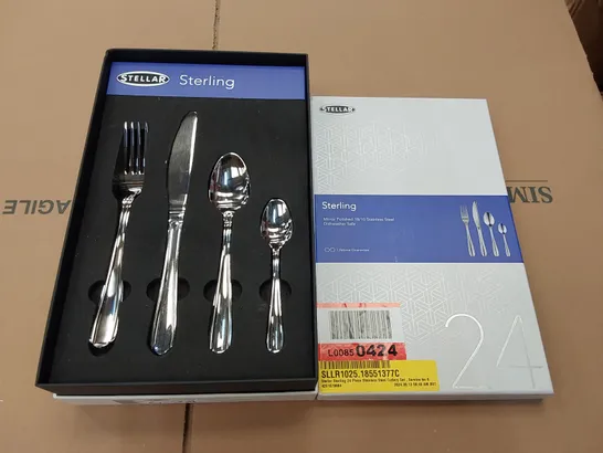 BOXED STELLAR STERLING 24 PIECE STAINLESS STEEL CUTLERY SET - SERVICE FOR 8 (1 BOX)