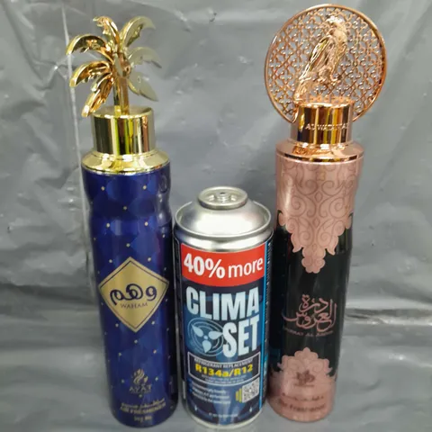 APPROXIMATELY 12 ASSORTED AEROSOLS TO INCLUDE AIR FRESHENER , REFRIGERANT REPLACEMENT SPRAY 