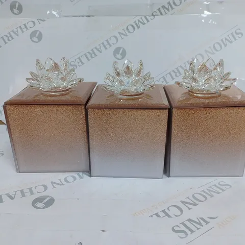 BOXED OUTLET JM BY JULIEN SET OF GLITTER GLASS TRINKET BOXES