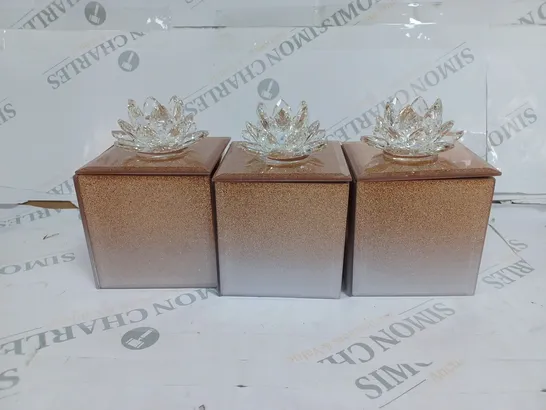 BOXED OUTLET JM BY JULIEN SET OF GLITTER GLASS TRINKET BOXES