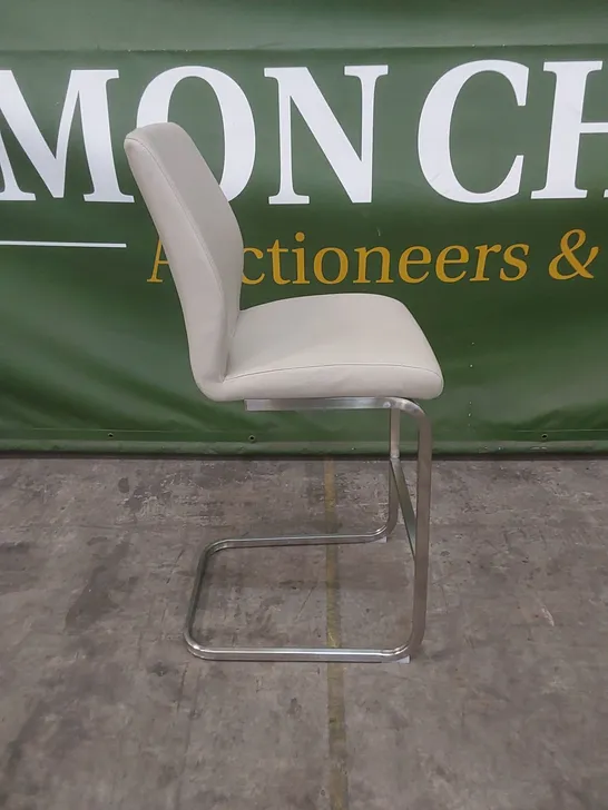 DESIGNER LEATHER UPHOLSTERED BAR STOOL WITH CHROME LEGS 