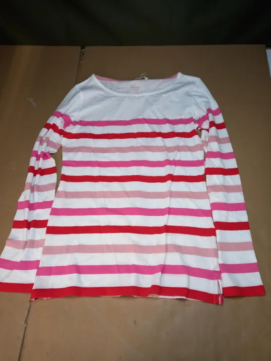 BODEN LONG SLEEVE BRETON TOP - PINK STRIPE, UK 8