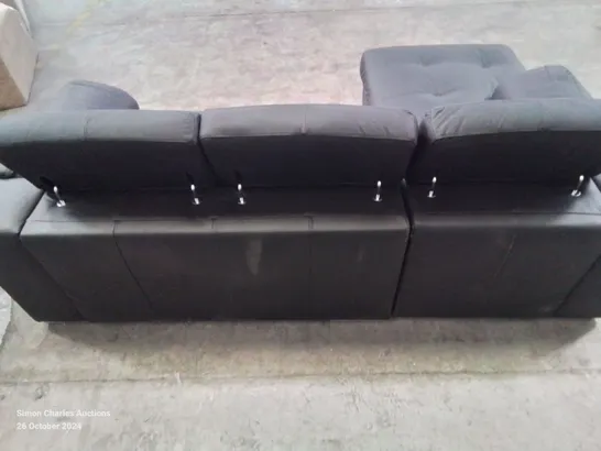 QUALITY DESIGNER 3 SEATER BLACK FAUX LEATHER CORNER CHAISE SOFA