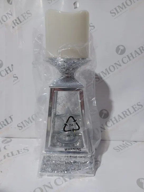 BOXED JM BY JULIEN MACDONALD FLAMELESS CANDLE HOLDER WITH SWIRLING GLITTER