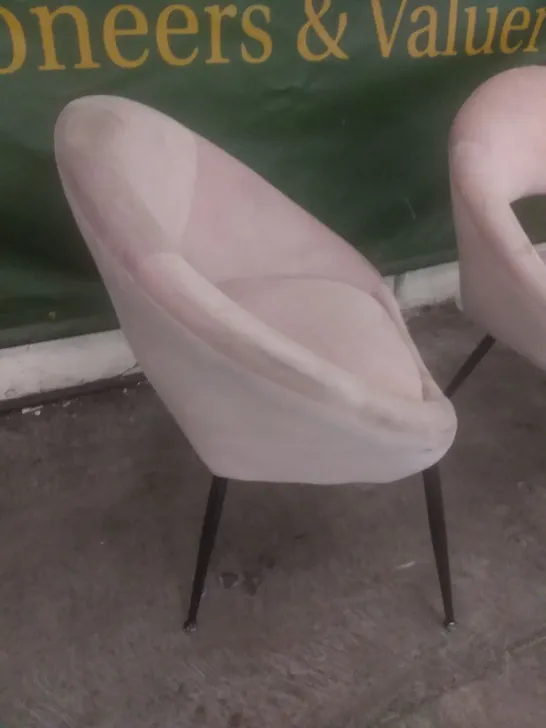 PAIR OF PINK VELVET DINING CHAIRS 