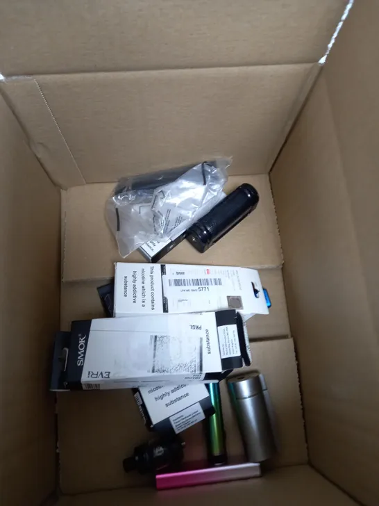 BOX OF APPROXIMATELY 10 ASSORTED E-CIG PRODUCTS TO INCLUDE ASPIRE, SMOK, VOOPOO