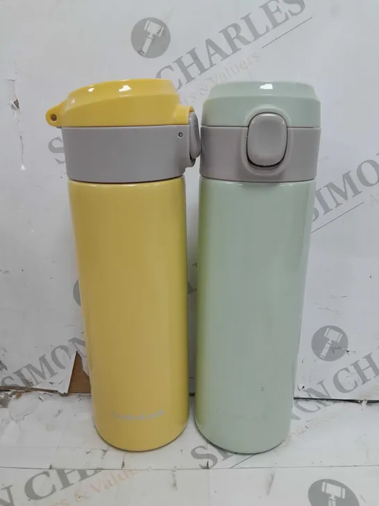 LOCK & LOCK SET OF 2 STAINLESS INSULATED DAILY POP PASTEL WATER BOTTLES