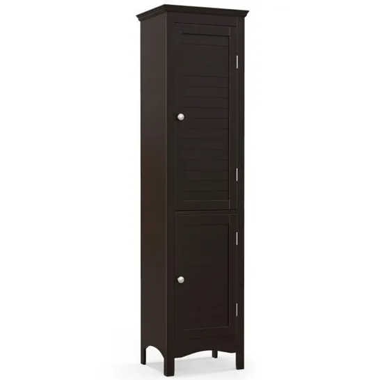 BOXED COSTWAY TALL NARROW BATHROOM CABINET - DARK BROWN