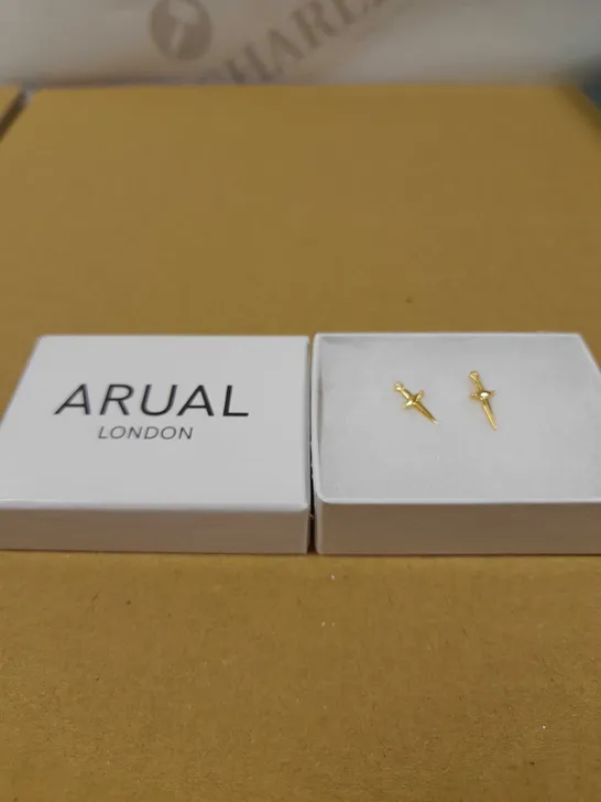 ARUAL LONDON GOLD EFFECT DAGGER STUD EARRINGS 