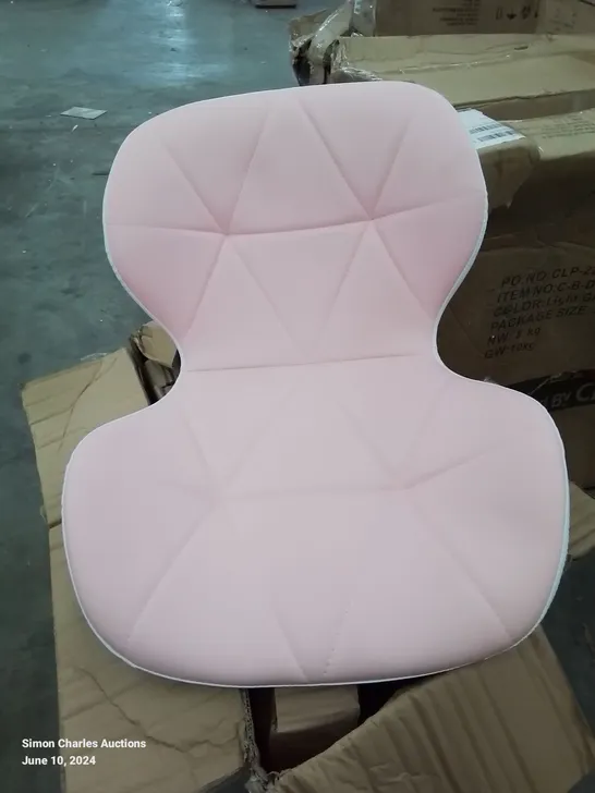 A BOXED BABY PINK AND WHITE OFFICE SWIVEL CHAIR