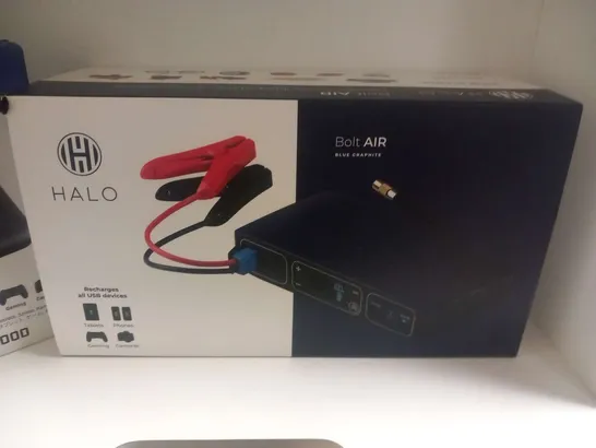 BOXED HALO BOLT AIR 58830 W/ CAR JUMP STARTER, AIR PUMP & 5K MAH PORTABLE CHARGER