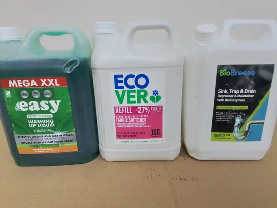 LOT OF 6 LARGE HOME CLEANING LIQUIDS TO INCLUDE 4L BONA SURFACE CLEANER AND EASY WASHING UP LIQUID