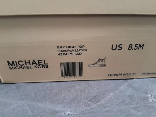 BOXED PAIR OF MICHAEL KORS DENIM HI-TOPS - US 8.5M