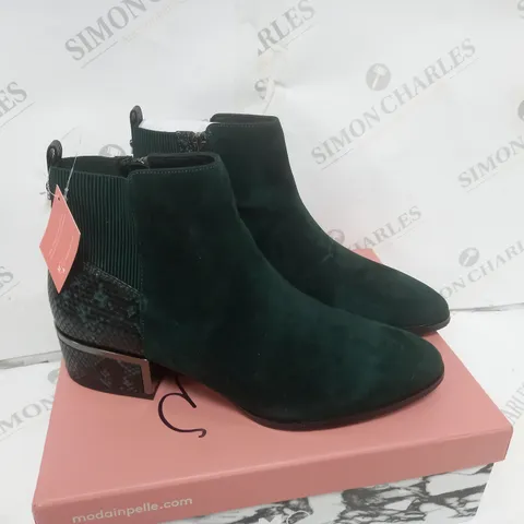 BOXED MODA IN PELLE BEZZIE GREEN LILTH SUEDE ANKLE BOOTS SIZE 7