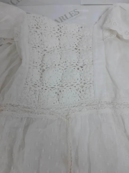 MONSOON CROCHET WHITE DRESS SIZE SMALL