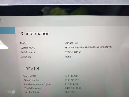 MICROSOFT SURFACE PRO 256GB