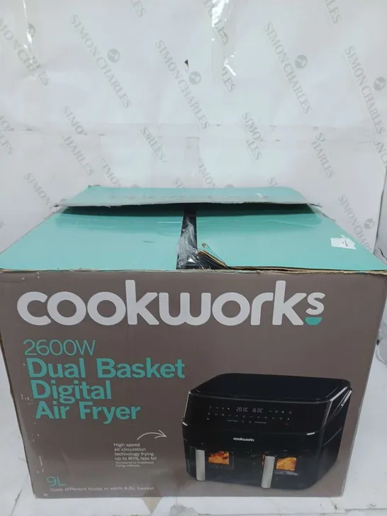 BOXED COOKWORKS 2600W DUAL BASKET DIGITAL AIR FRYER