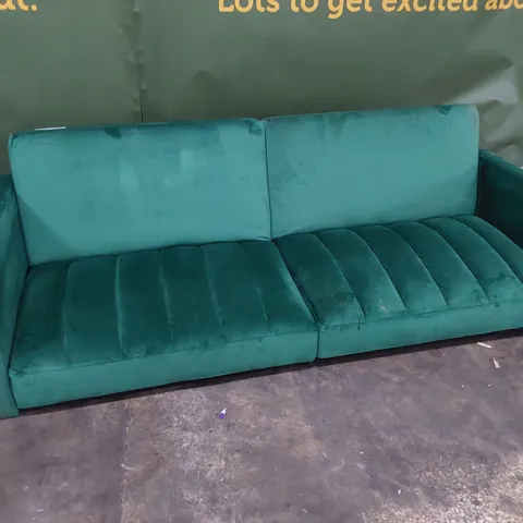 DESIGNER CLIK CLAC SOFA BED GREEN PLUSH FABRIC 