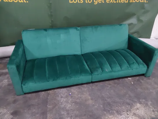 DESIGNER CLIK CLAC SOFA BED GREEN PLUSH FABRIC 