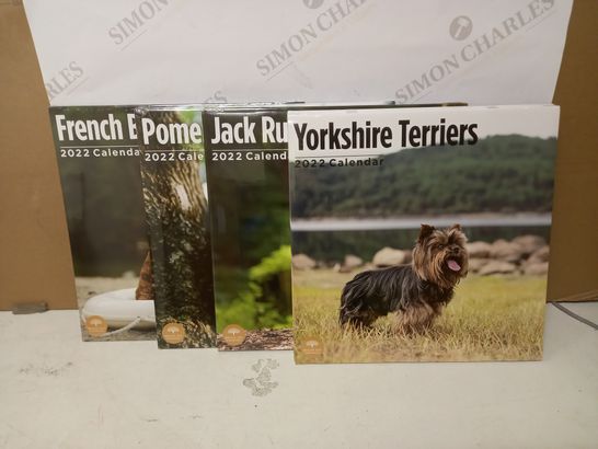 LOT OF 10 ASSORTED CALENDERS - 2022 TO INCLUDE YORKSHIRE TERRIERS, JACK RUSSELL TERRIERS, POMERANIANS, ETC
