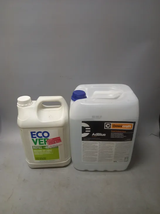 2 HOUSEHOLD ITEMS TO INCLUDE OMNICRAFT DIESEL EXHAUST FLUID, AND ECOVER WASHING UP LIQUID 