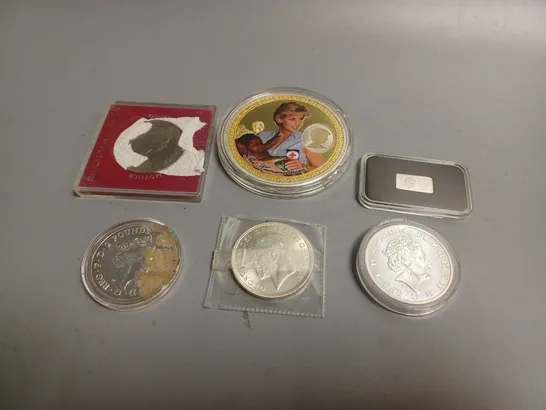 6 X COLLECTIBLE ROYAL COINS IN VARIOUS DESIGNS 