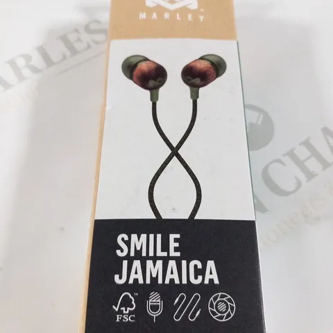 BOXED HOUSE OF MARLEY SMILE JAMAICA EAPHONES EM-JE041-GR