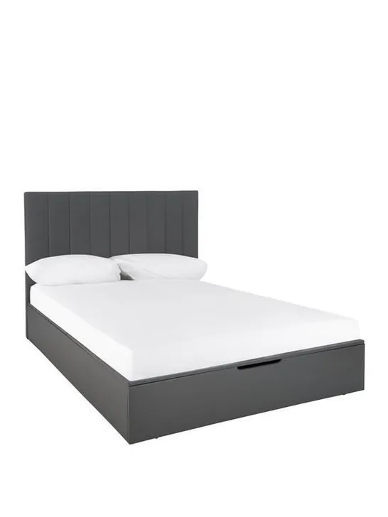 BOXED GRADE 1 NOVA FAUX LEATHER DOUBLE BED IN GREY (4 BOXES)