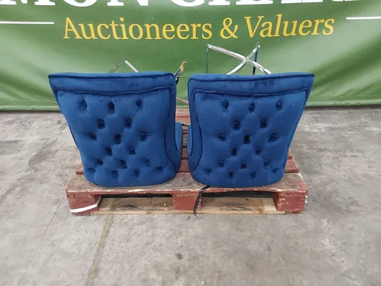 SET OF 2 ROCCO DINING CHAIRS IN ROYAL BLUE VELVET WITH CHROME LEGS