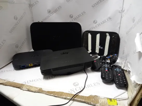 BOX OF SKY BOX'S AND REMOTES 