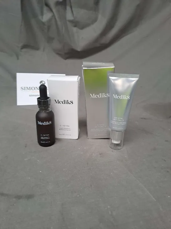 LOT OF 2 MEDIK8 SKINCARE PRODUCTS TO INCLUDE C-TETRA RADIANCE SERUM 30ML AND CRYSTAL RETINAL 3 NIGHT SERUM 30ML