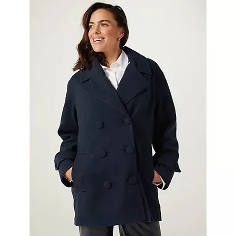 CENTIGRADE DOUBLE BREASTED PEACOAT- NAVY MEDIUM