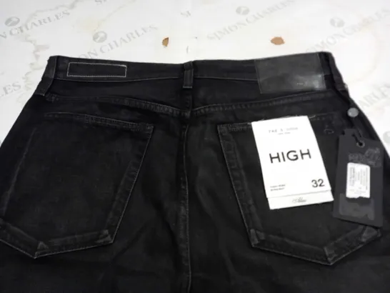 RAG & BONE HIGH RISE STRAIGHT BLACK JEANS - 32