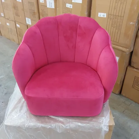 BOXED VELVET ARMCHAIR CHAIR - RED 