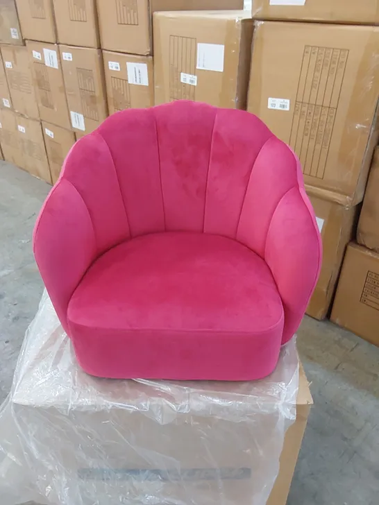 BOXED VELVET ARMCHAIR CHAIR - RED 