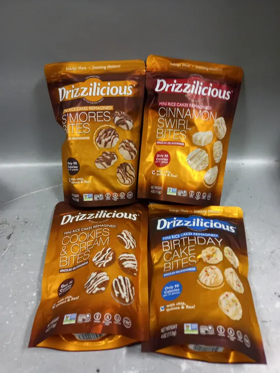 4 X SEALED DRIZZILICIOUS MINI RICE CAKE PACKS IN VARIOUS FLAVOURS 