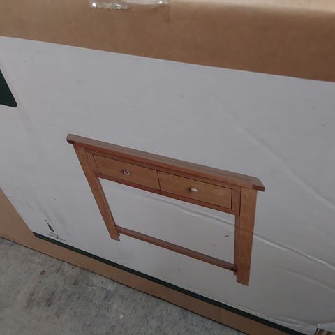 BOXED DESIGNER BROMLEY CONSOLE TABLE OAK VENEER H74 W80 D32cm