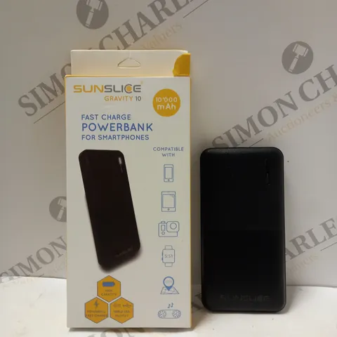 BOXED SUNSLICE FAST CHARGE POWER BANK IN BLACK - 10000MAH