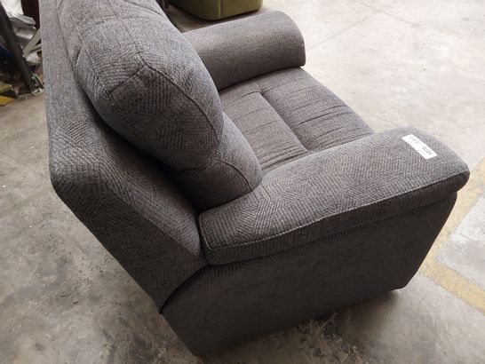 QUALITY BRITISH DESIGNER G PLAN GREY FABRIC SNUGGLE CHAIR WITH STUDDED DETAILS