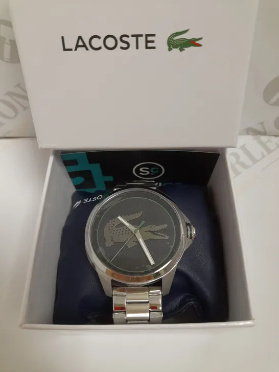 LACOSTE BLACK LOGO DIAL STAINLESS STEEL BRACELET WATCH RRP £139