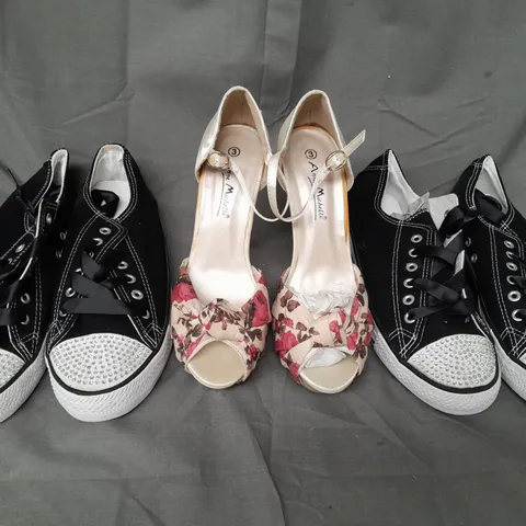 BOX OF APPROXIMATELY 10 PAIRS OF SHOES IN VARIOUS STYLES AND SIZES TO INCLUDE ANNE MICHELLE, ETC