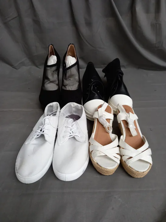 BOX OF APPROX 10 PAIRS OF ASSORTED WOMENS SHOES IN VARIOUS COLOURS, STYLES AND SIZES