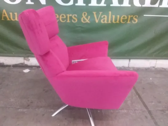 DESIGNER LOUNGE CO SWIVEL HOT PINK FABRIC ARMCHAIR 