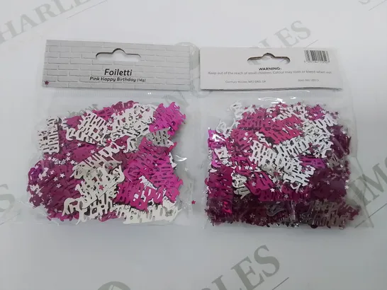 TWO BOXES OF 144 BRAND NEW 14G PACKS OF PINK/SILVER  HAPPY BIRTHDAY CONFETTI 