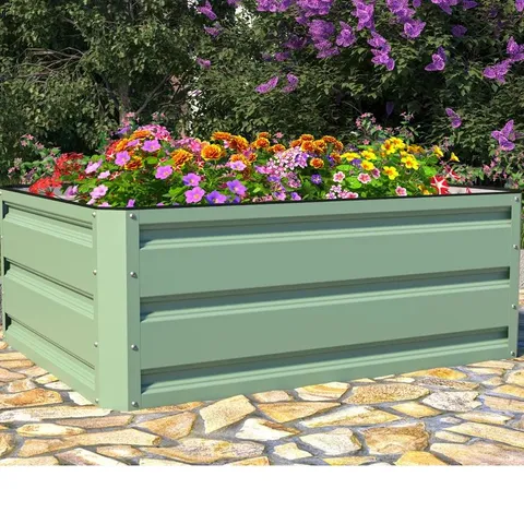 BOXED HUB METAL RAISED FLOWER BED 