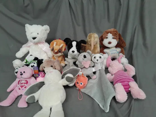 BOX OF ASSORTED PLUSH SOFT TEDDIES